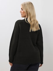 Yours Curve Black Double Breasted Cardigan - Image 3 of 5
