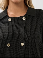 Yours Curve Black Double Breasted Cardigan - Image 4 of 5