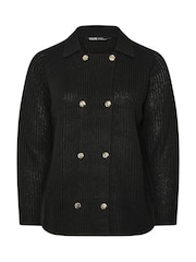 Yours Curve Black Double Breasted Cardigan - Image 5 of 5