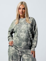 Yours Curve Grey Limited Tie Dye Sweatshirt - Image 1 of 5