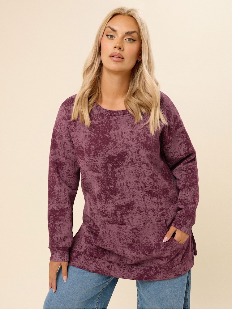 Yours Curve Red Pocket Abstract Sweatshirt - Image 1 of 5 Yours Curve Red Pocket Abstract Sweatshirt - Image 1 of 5