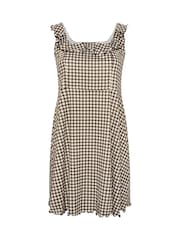 Yours Curve Brown Limited Gingham Frill Dress - Image 5 of 5