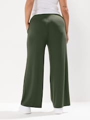 Yours Curve Green Wide Leg Ribbed Pull On Trousers - Image 3 of 5
