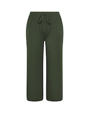 Yours Curve Green Wide Leg Ribbed Pull On Trousers - Image 5 of 5
