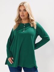 Verde - Yours Curve Pointelle Henley Swing Top - Imagem 1 de 5
