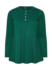 Verde - Yours Curve Pointelle Henley Swing Top - Imagem 5 de 5