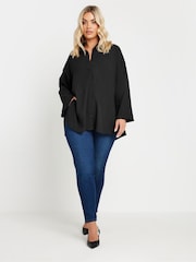 Yours Curve Black Oversized Side Slit Shirt - Image 2 of 5