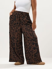 Yours Curve Brown Wide Leg Trousers - Image 1 of 5