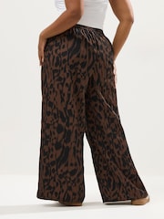 Yours Curve Brown Wide Leg Trousers - Image 2 of 5