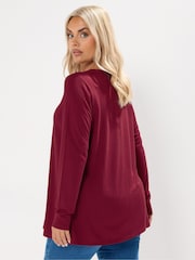 Vermelho - Yours Curve Pointelle Henley Swing Top - Imagem 3 de 5