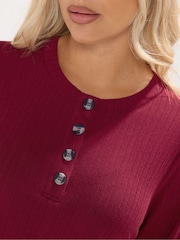 Vermelho - Yours Curve Pointelle Henley Swing Top - Imagem 4 de 5