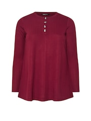 Vermelho - Yours Curve Pointelle Henley Swing Top - Imagem 5 de 5