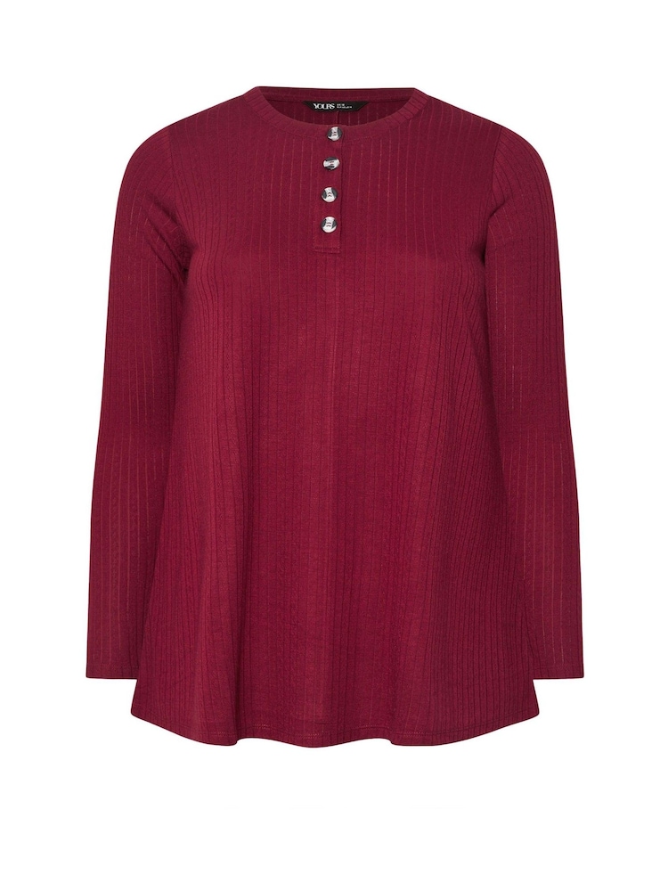 Vermelho - Yours Curve Pointelle Henley Swing Top - Imagem 5 de 5