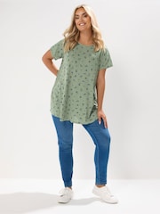 Verde - Yours Curve Swing Top Pico Trim T-Shirt - Imagem 2 de 5