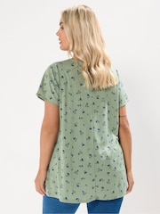 Verde - Yours Curve Swing Top Pico Trim T-Shirt - Imagem 3 de 5