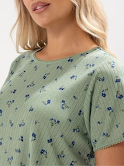 Verde - Yours Curve Swing Top Pico Trim T-Shirt - Imagem 4 de 5