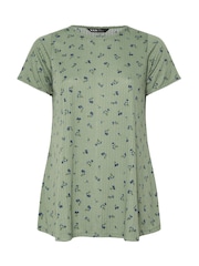 Verde - Yours Curve Swing Top Pico Trim T-Shirt - Imagem 5 de 5