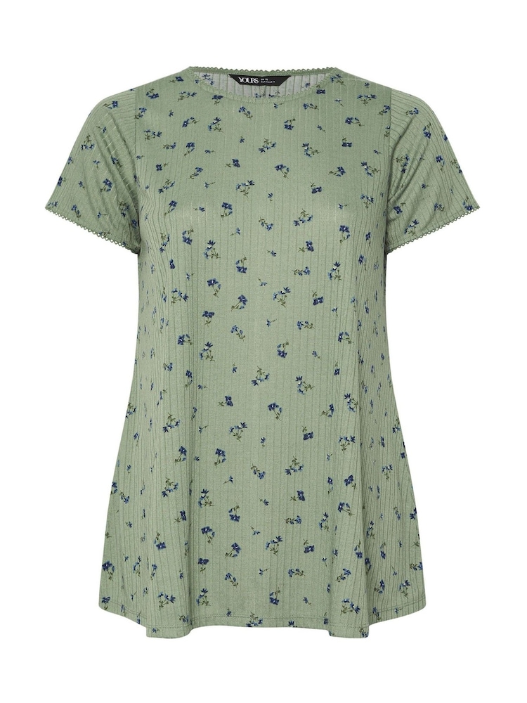 Verde - Yours Curve Swing Top Pico Trim T-Shirt - Imagem 5 de 5