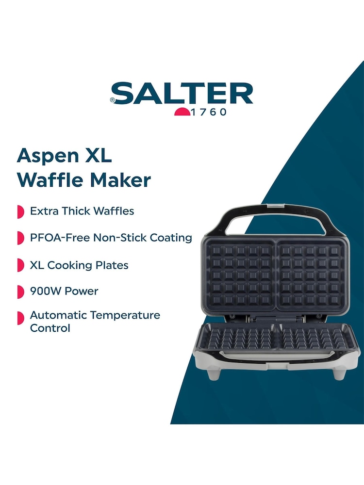 Salter Silver Aspen XL Waffle Maker - Image 6 of 6 Salter Silver Aspen XL Waffle Maker - Image 6 of 6