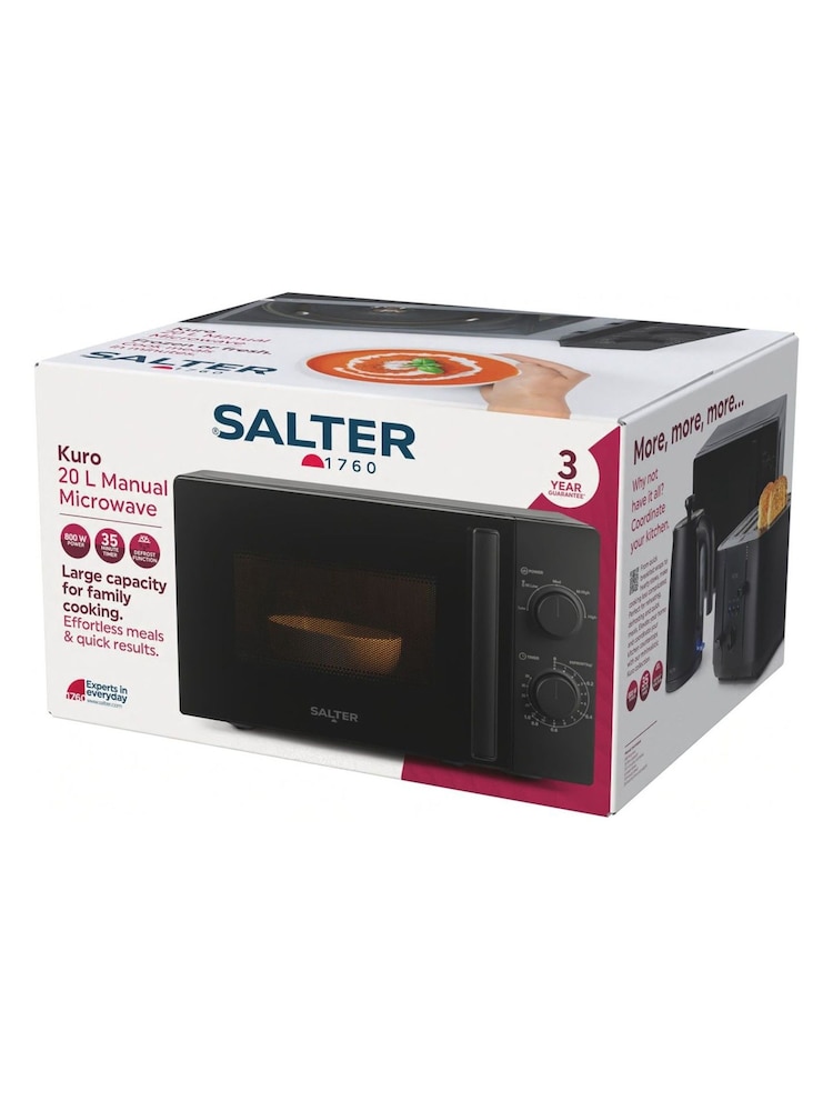 Salter Black Kuro 20L Manual Microwave - Image 6 of 6 Salter Black Kuro 20L Manual Microwave - Image 6 of 6