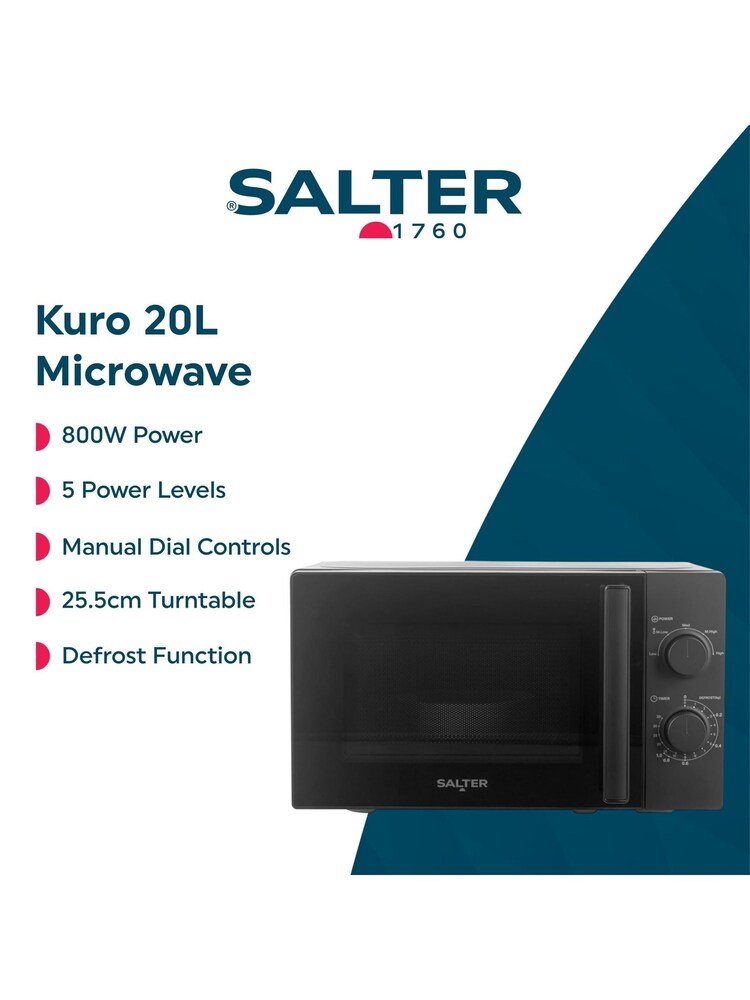 Salter Black Kuro 20L Manual Microwave - Image 8 of 8 Salter Black Kuro 20L Manual Microwave - Image 8 of 8