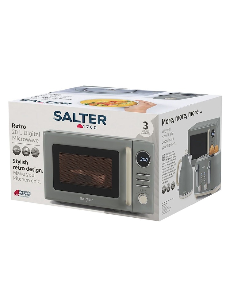 Salter Grey Retro Grey 20L Digital Microwave - Image 6 of 6 Salter Grey Retro Grey 20L Digital Microwave - Image 6 of 6
