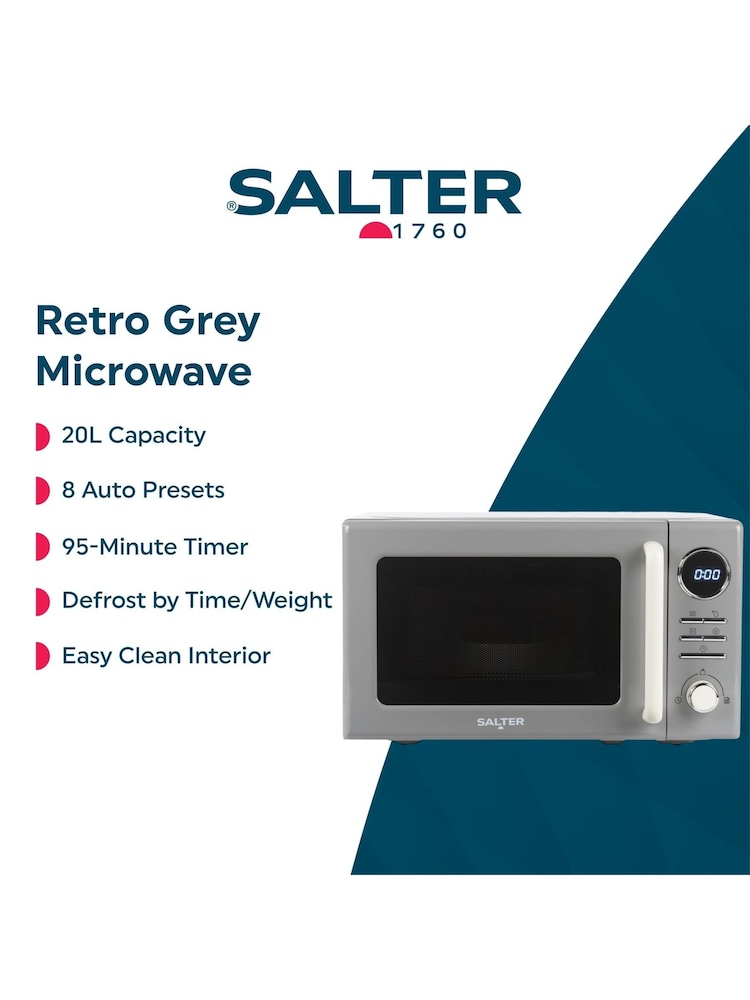 Salter Grey Retro Grey 20L Digital Microwave - Image 8 of 8