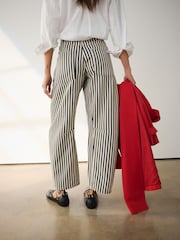 מפוספס - מכנסי ג'ינס בגזרת חבית עם שני כיסים - תמונה 3 מתוך 11