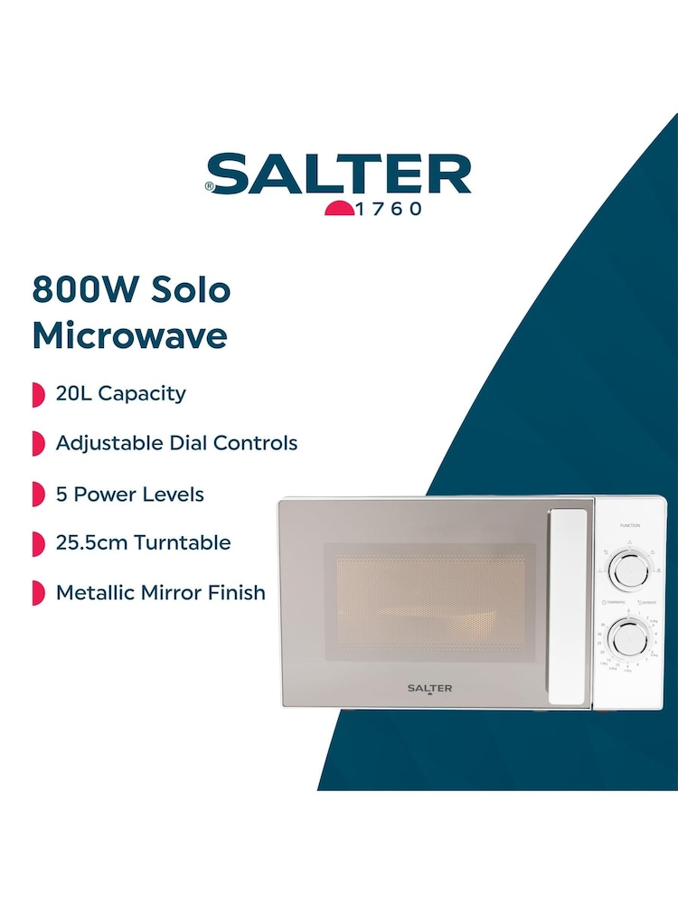 Salter Silver Aspen 20L Manual Microwave - Image 9 of 9 Salter Silver Aspen 20L Manual Microwave - Image 9 of 9