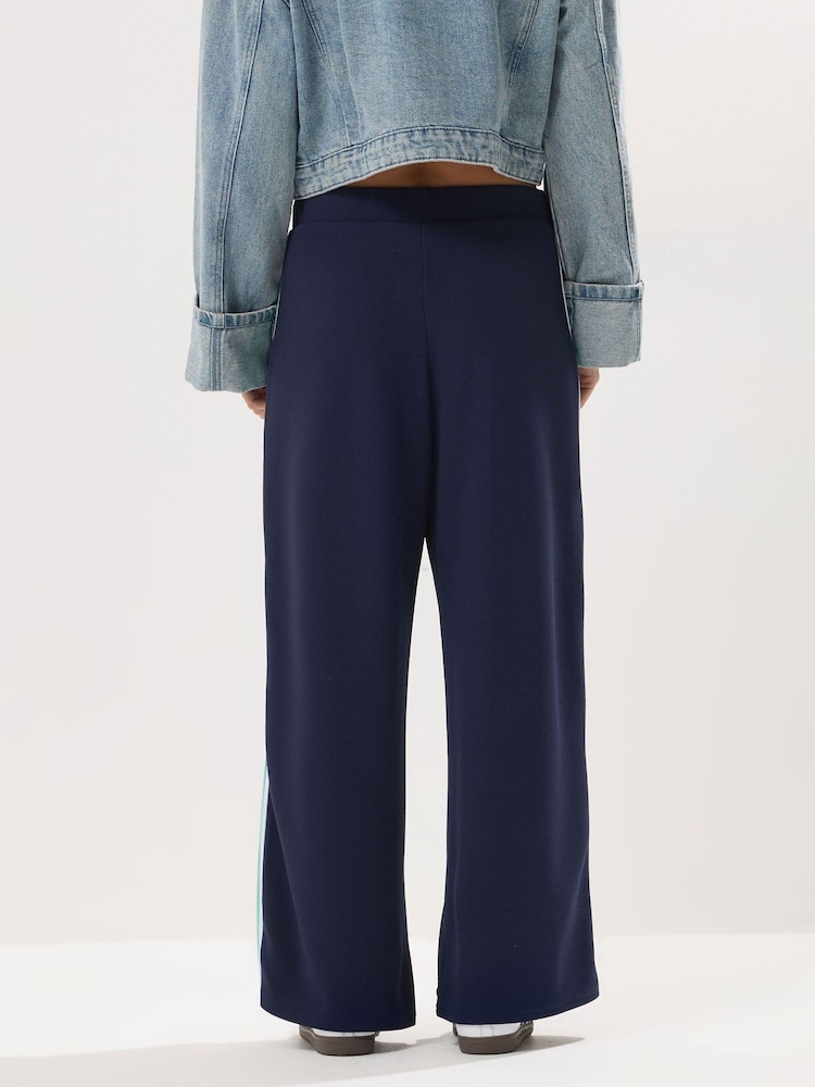 PixieGirl Petite Blue Side Stripe Tapered Wide Leg Trousers - Image 2 of 4 PixieGirl Petite Blue Side Stripe Tapered Wide Leg Trousers - Image 2 of 4