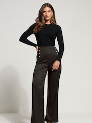 Long Tall Sally Black Military Button Trousers - Image 1 of 5