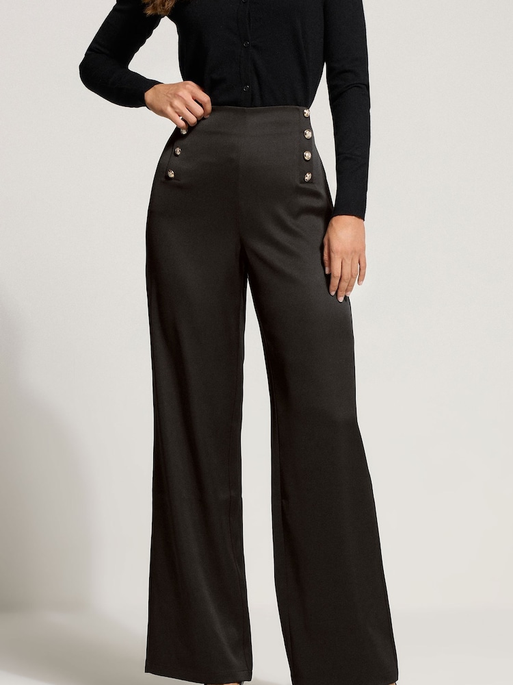 Long Tall Sally Black Military Button Trousers - Image 2 of 5