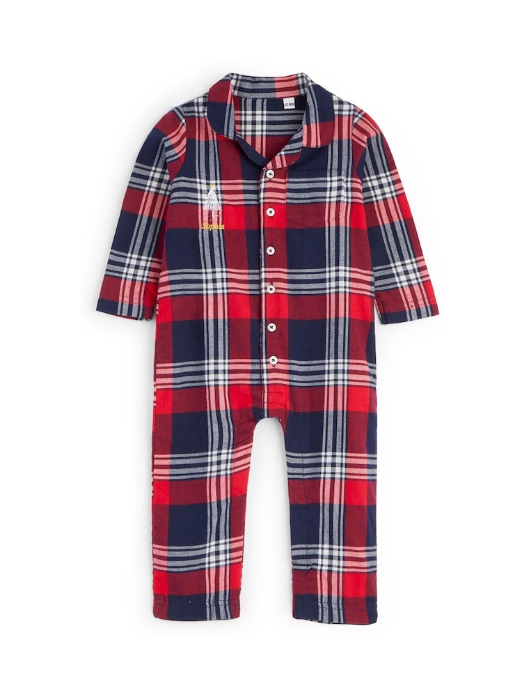 Personalised Baby Embroidered Christmas Tree Family Tartan Pyjamas by Stitch Style - Image 1 of 5 Personalised Baby Embroidered Christmas Tree Family Tartan Pyjamas by Stitch Style - Image 1 of 5