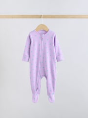 Purple/Orange Two Way Zip Baby Sleepsuit 5 Pack (0-2yrs) - Image 3 of 15
