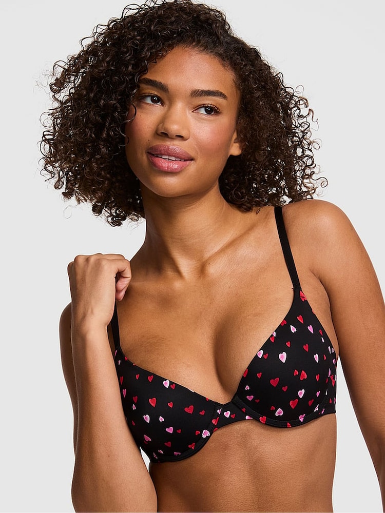 Victoria's Secret PINK Black Heart Print Push Up Bra - Image 1 of 2 Victoria's Secret PINK Black Heart Print Push Up Bra - Image 1 of 2