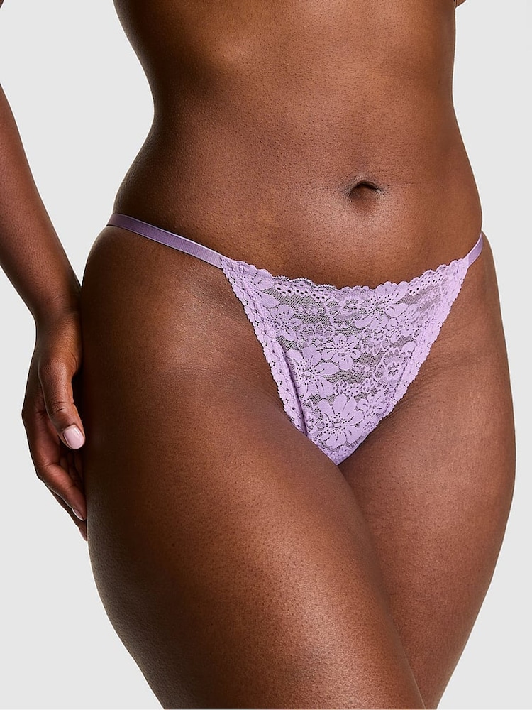 Victoria's Secret PINK Purple Aster Bikini Floral Lace Knickers - Image 1 of 2