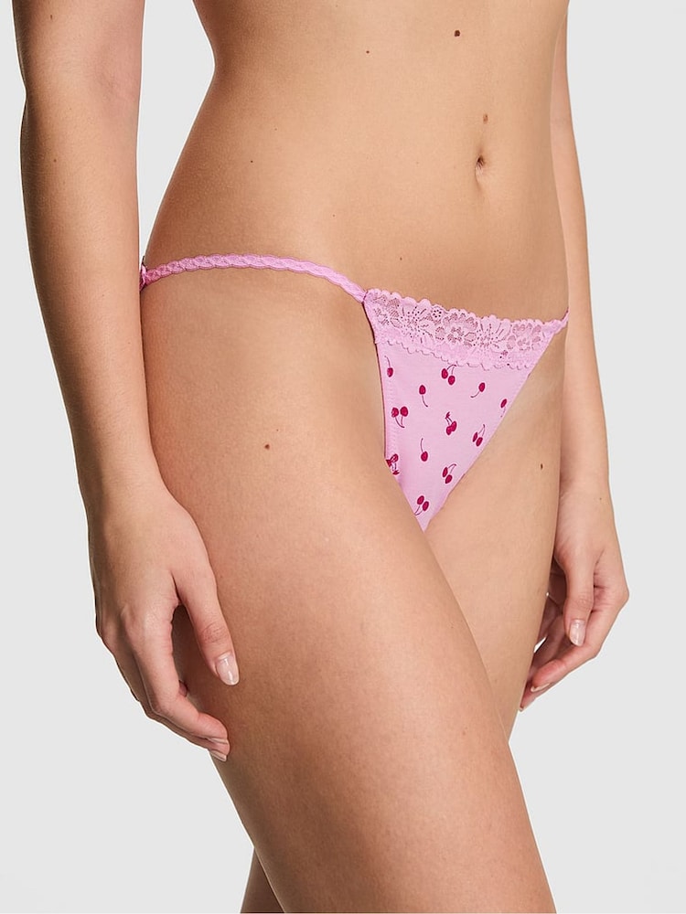 Victoria's Secret PINK Hushed Lilac Purple Bikini Cotton Heather Lace Trim Knickers - Image 1 of 3