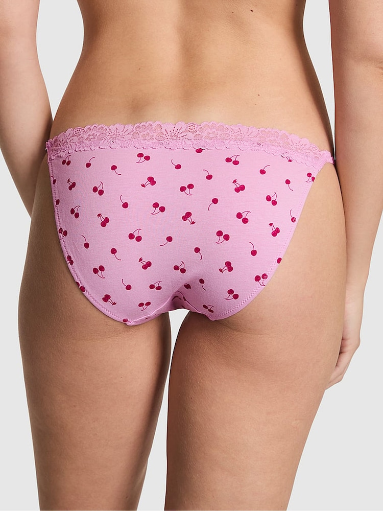 Victoria's Secret PINK Hushed Lilac Purple Bikini Cotton Heather Lace Trim Knickers - Image 2 of 3