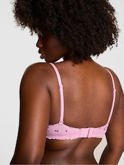 Victoria's Secret PINK Hushed Lilac Purple Cherry Print Push Up Cotton Heather Lace Trim Bra - Image 2 of 3