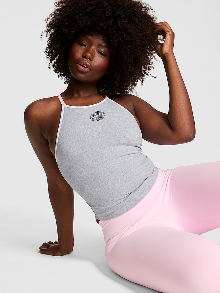 Victoria's Secret Pink Medium Heather Grey Cotton Halter Bra Top - Image 1 of 2