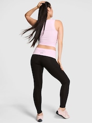 Victoria's Secret PINK Black and Pink Cotton Foldover Leggings - Image 2 of 3