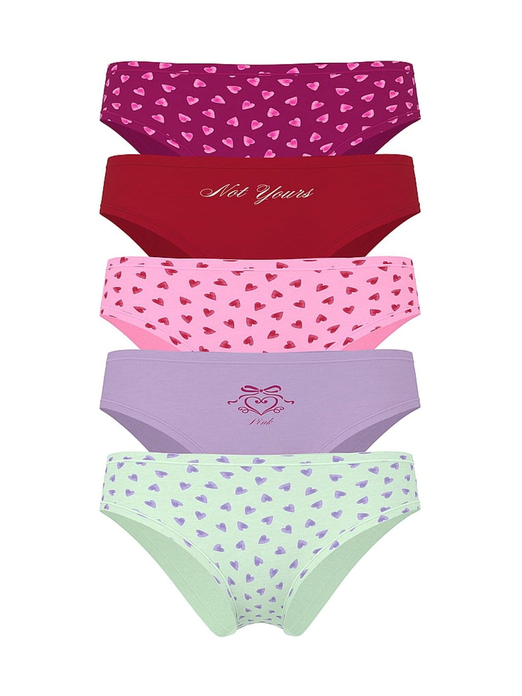 Victoria's Secret PINK Pink/Red/Purple/Green Cheeky 5 Pack Cotton Knickers