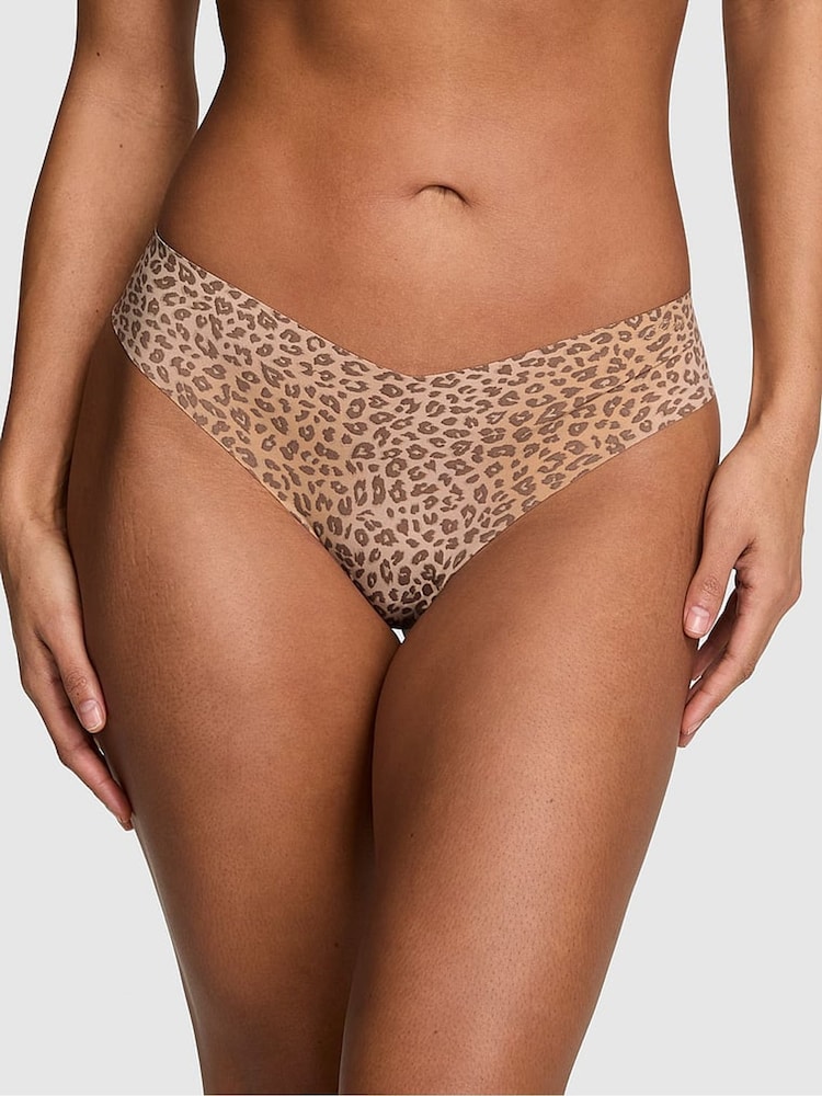 Victoria's Secret PINK Brown Leopard Thong No Show Knickers - Image 1 of 2