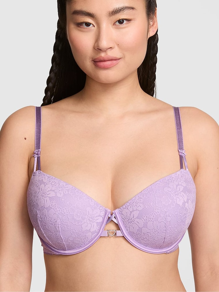 Victoria's Secret Pink Purple Aster Balcony Valentine's Charm Lace Bra - Image 1 of 3