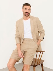 FatFace Natural Bosbury Linen Chino Shorts - Image 4 of 5