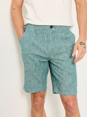 FatFace Selsey Teal Blue Stripe Pull On Shorts - Image 1 of 7