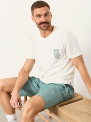 FatFace Selsey Teal Blue Stripe Pull On Shorts - Image 5 of 7