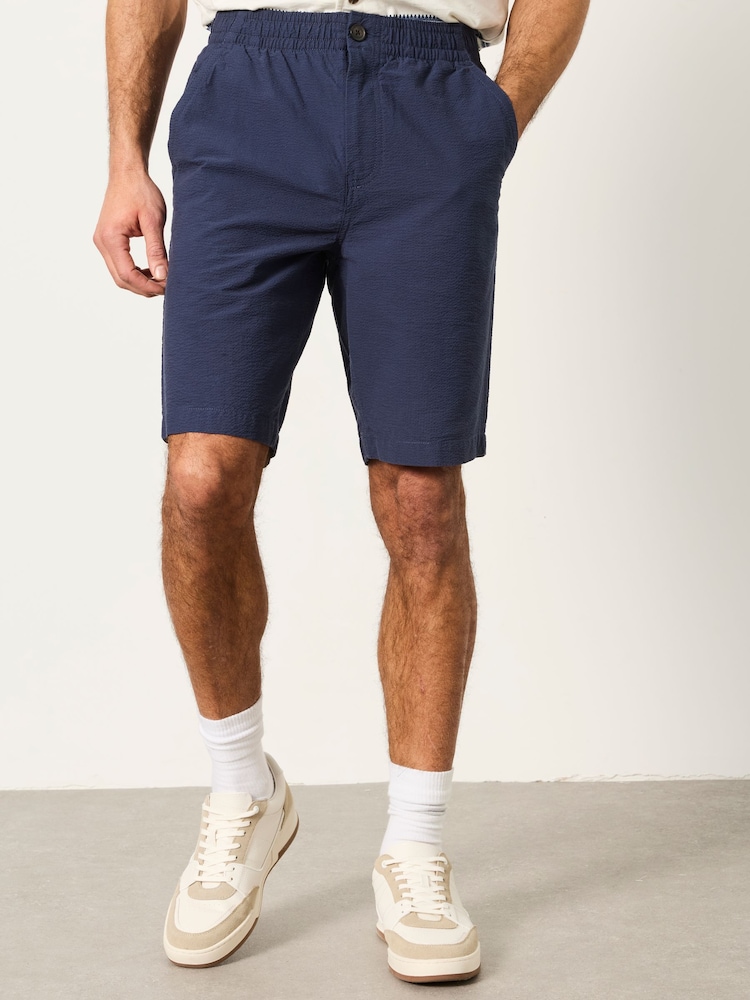 FatFace Selsey French Navy Seersucker Pull On Shorts - Image 1 of 5