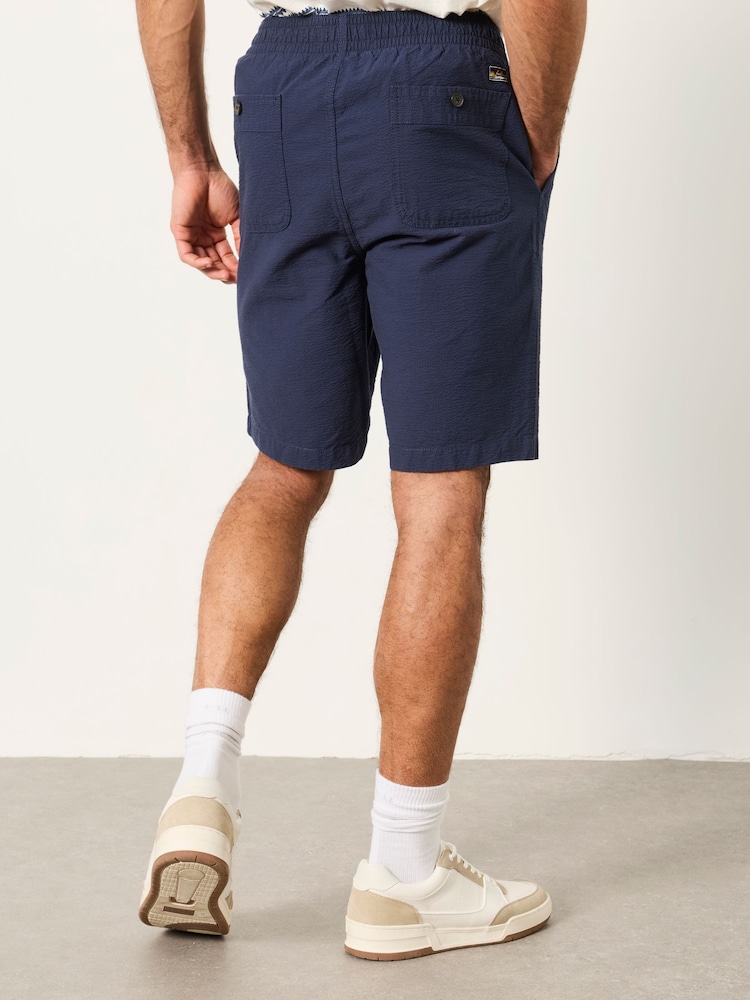 FatFace Selsey French Navy Seersucker Pull On Shorts - Image 2 of 5