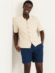 FatFace Indigo Blue Ladram Self Stripe Shorts - Image 4 of 6